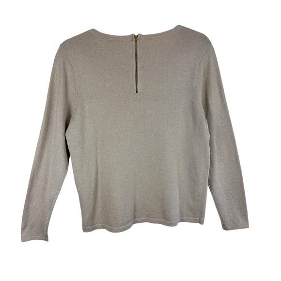 Chico's Gold Shimmery Long Sleeve Round Neck Lightweight Sweater Women's Size M - Picture 2 of 7